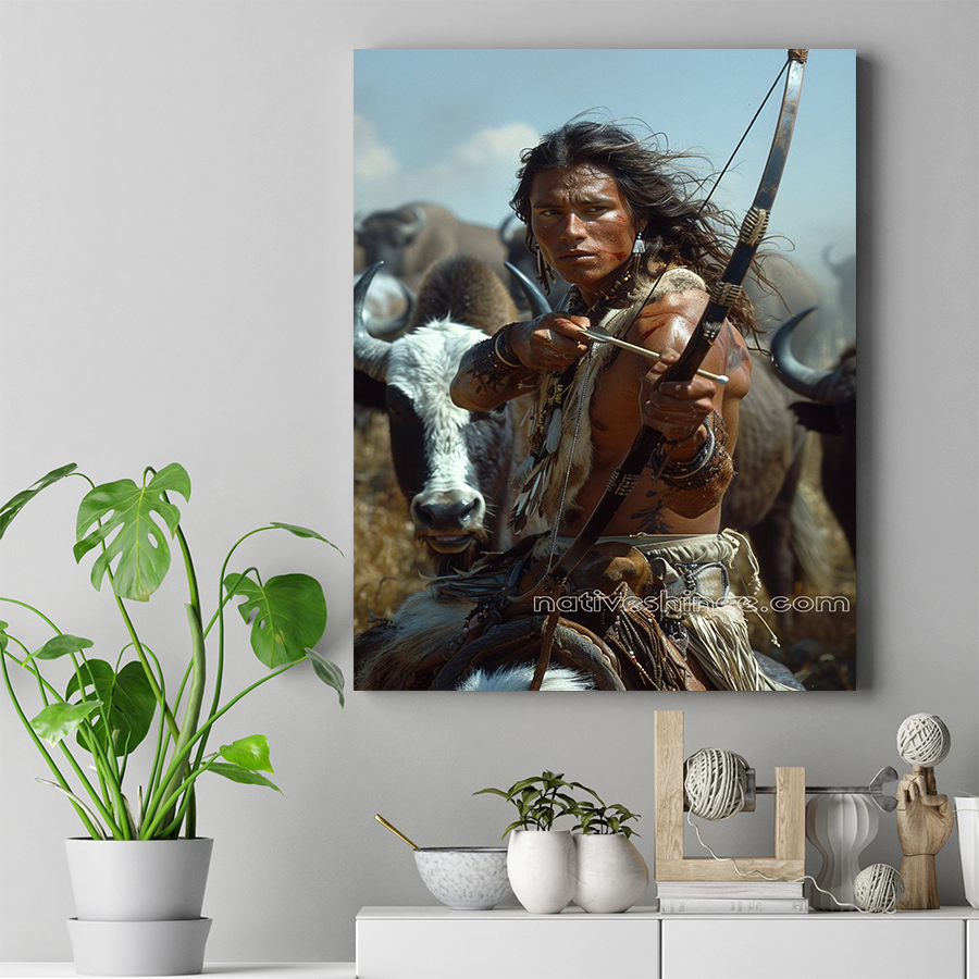 A Native American Hunter's Determination Canvas