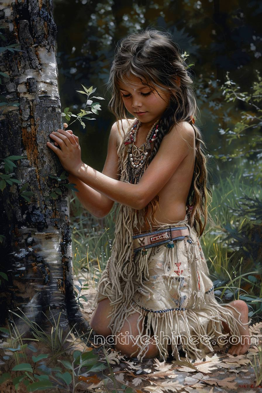 A Child's Moment with Nature Native American Canvas