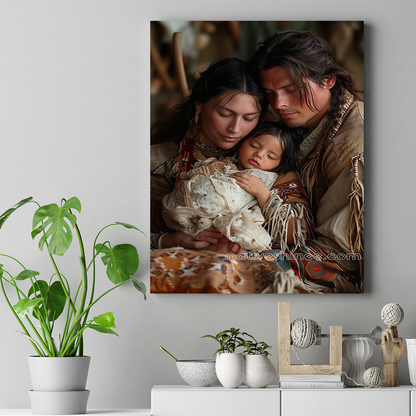 The Warmth of Family Love Native American Canvas