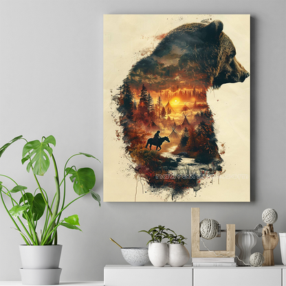 A Journey Through Time and Nature Bear Native American Canvas