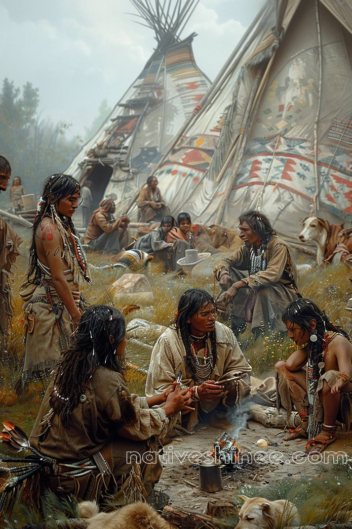 Native Community The Vibrant Life of a Native American Community Canvas – NativeShinee