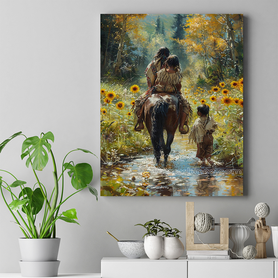 The Beauty of Family and Tradition Native American Horse Canvas