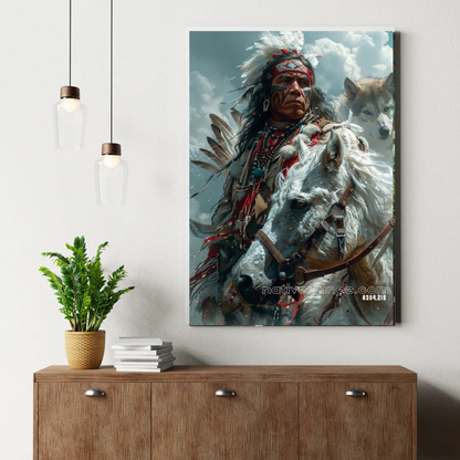 The White Horse and the Spirit Wolf Canvas
