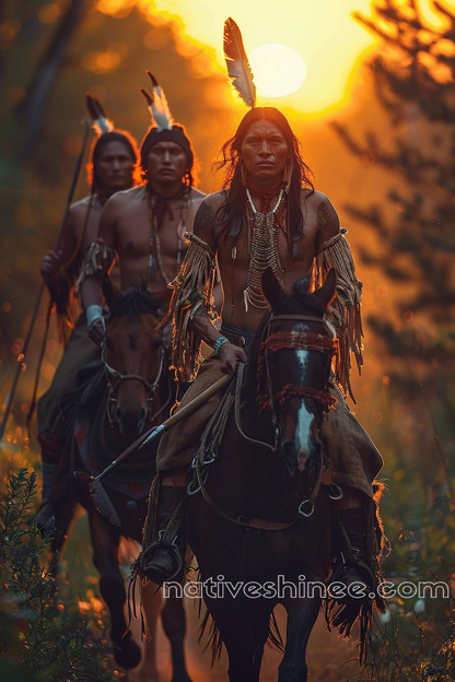 Brave Riders of the Morning Light Native American Canvas