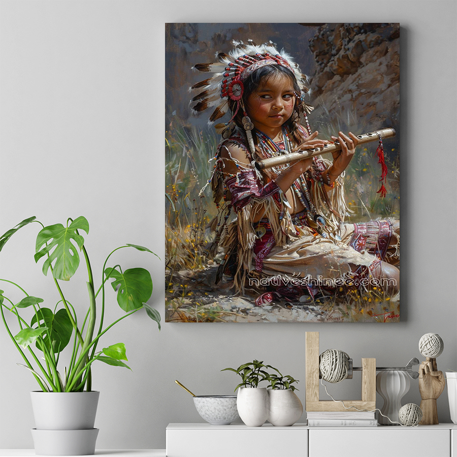 Whispers of the Wind: A Child's Song Native American Canvas