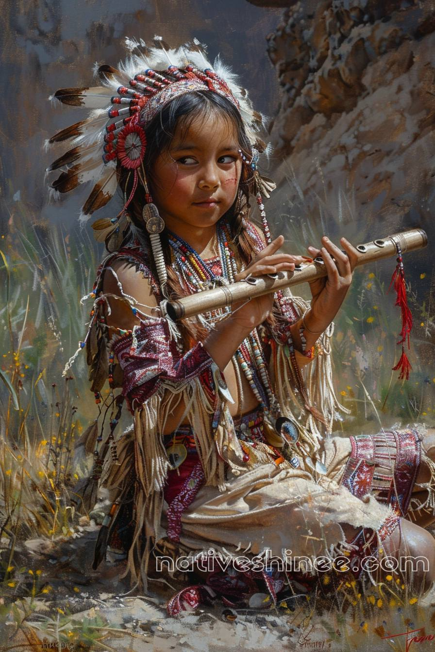 Whispers of the Wind: A Child's Song Native American Canvas