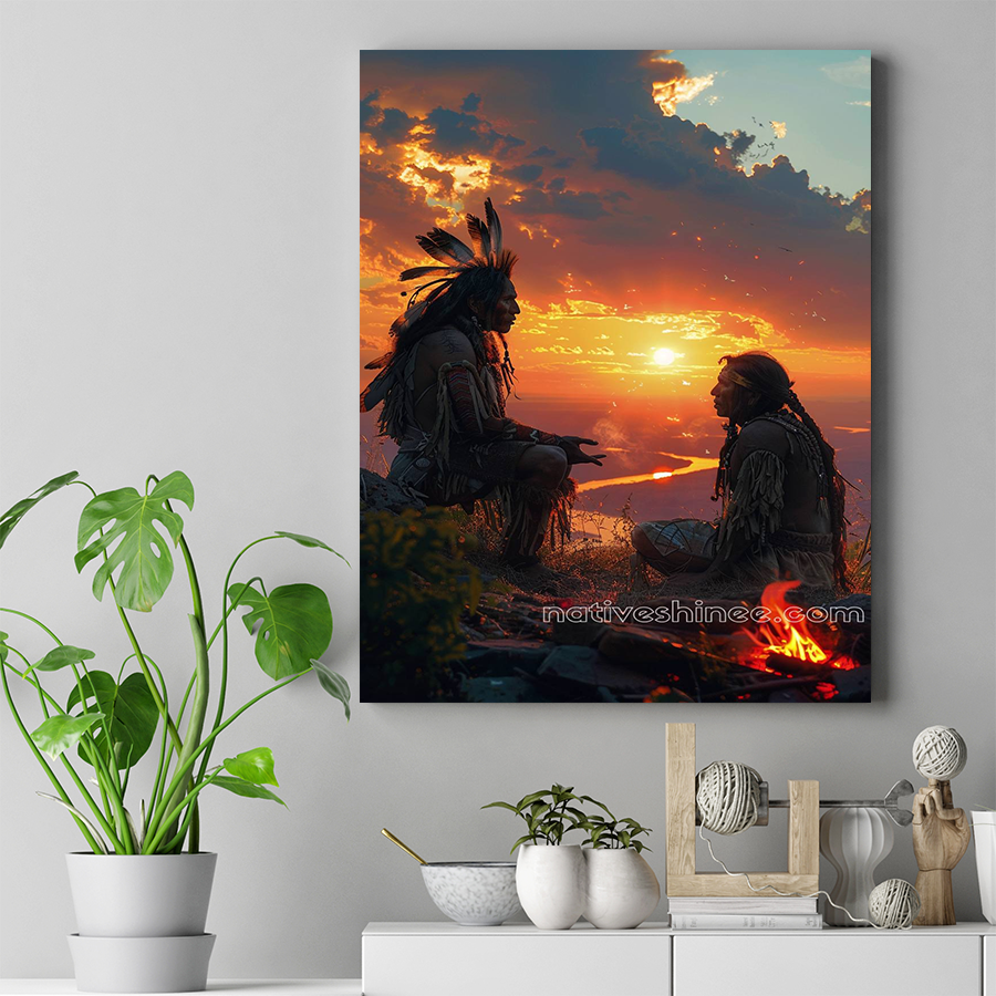 Ancestral Teachings at Dusk Native American Canvas