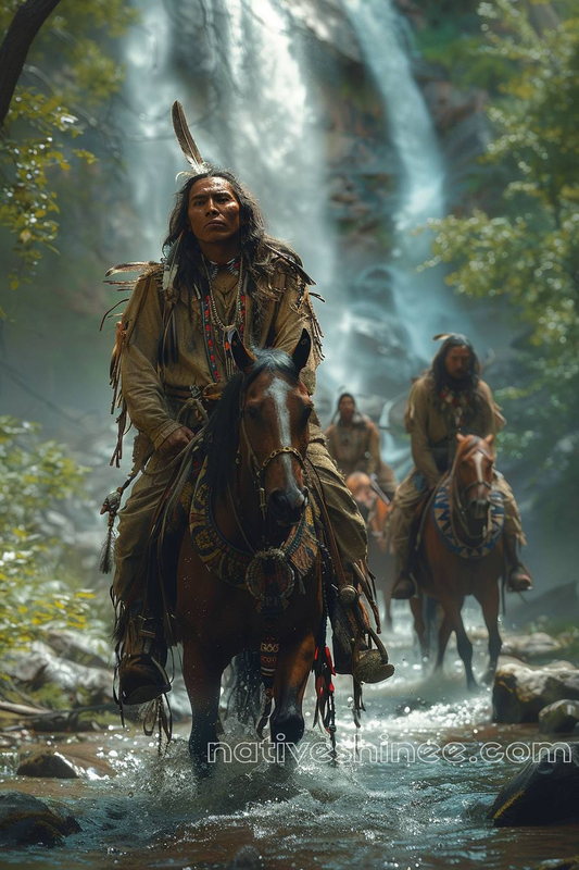 Crossing the Stream to Destiny Native American Horse Canvas