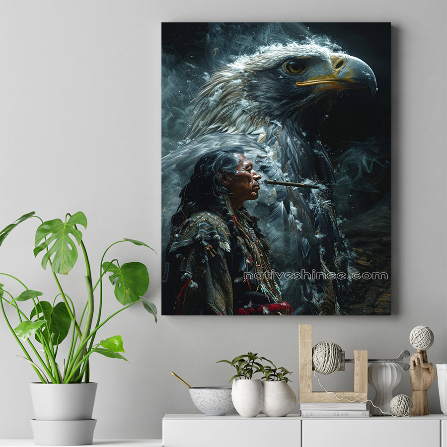 Wisdom in the Wind: The Eagle and the Elder Native American Canvas