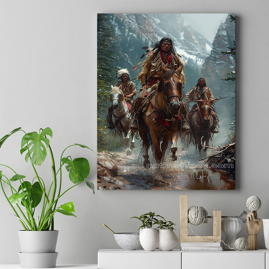 Riders of the Misty Mountains Horse Native American Canvas