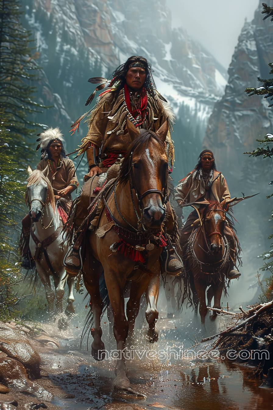 Riders of the Misty Mountains Horse Native American Canvas