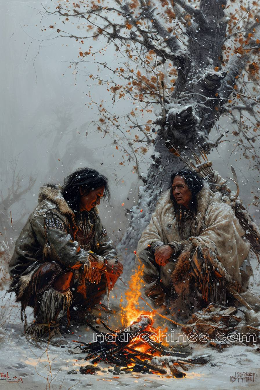 Winter Reflections Native American Canvas