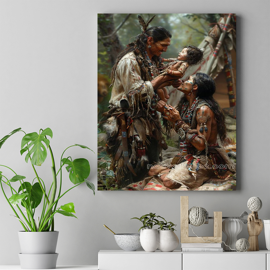 Joyful Spirits: Family Blessings Native American Canvas