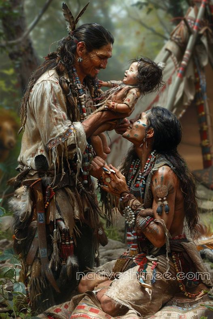 Joyful Spirits: Family Blessings Native American Canvas