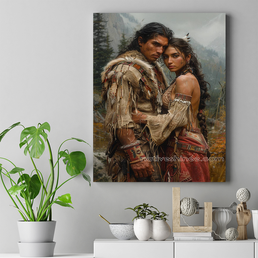 Timeless Love: A Native Embrace Native American Canvas