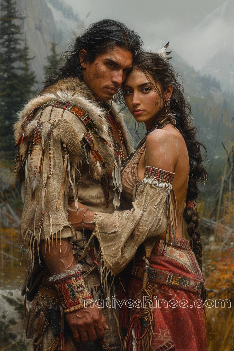 Timeless Love: A Native Embrace Native American Canvas