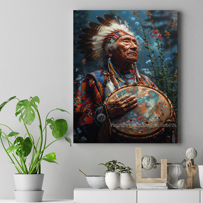 Echoes of Tradition: The Beat of Time Native American Canvas