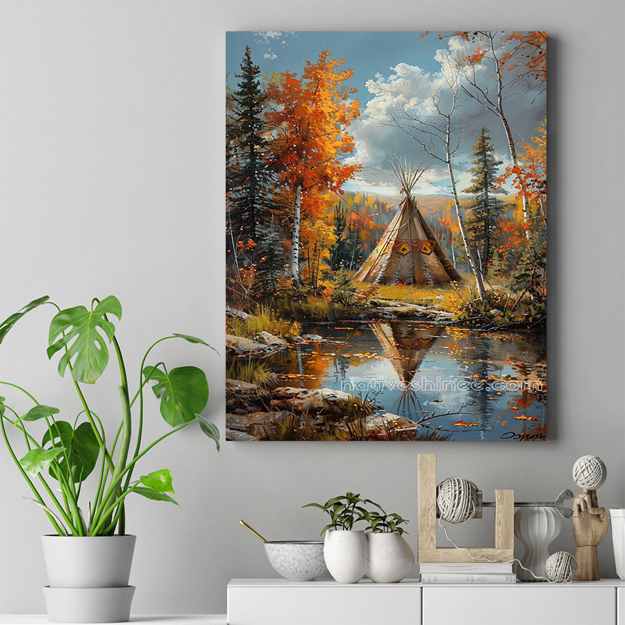 Autumn Serenity: Reflections of Tradition Native American Canvas