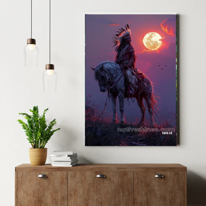 Warrior Beneath the Blood Moon Canvas