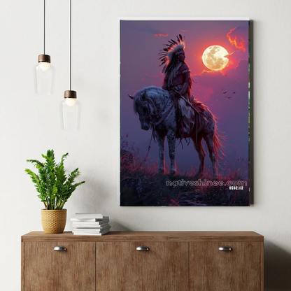 Warrior Beneath the Blood Moon Canvas