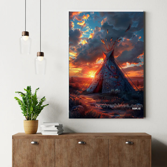 Teepee at Sunset Canvas