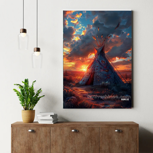 Teepee at Sunset Canvas