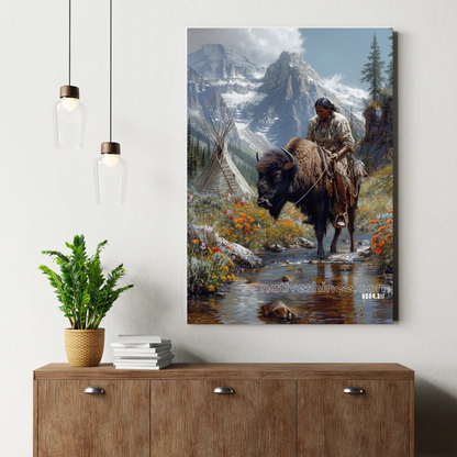 Buffalo Mountain Rider Canvas
