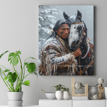 Winter Warriors: Native Spirit and Horse Canvas