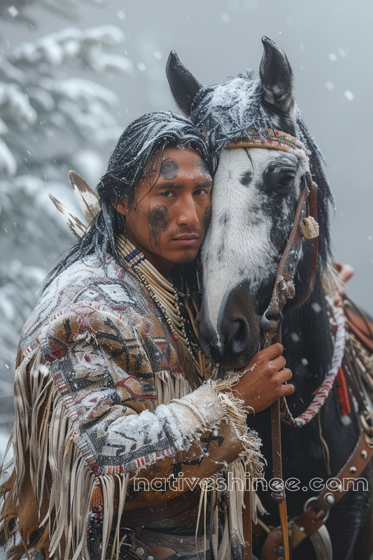 Winter Warriors: Native Spirit and Horse Canvas