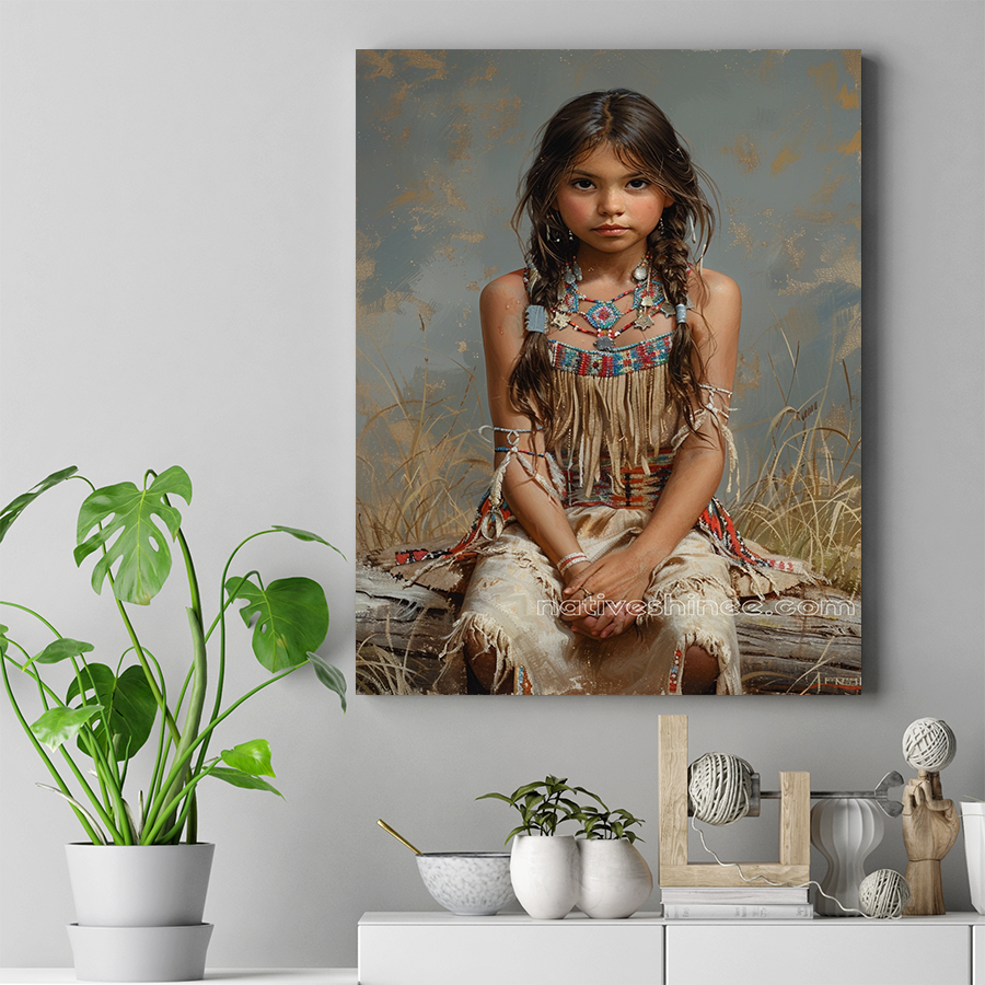 Young Spirit in Traditional Native Attire Canvas