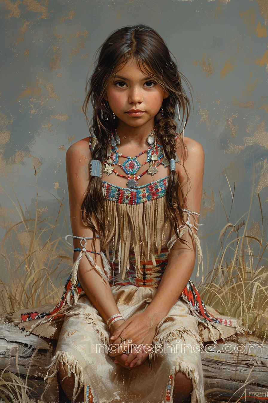 Young Spirit in Traditional Native Attire Canvas