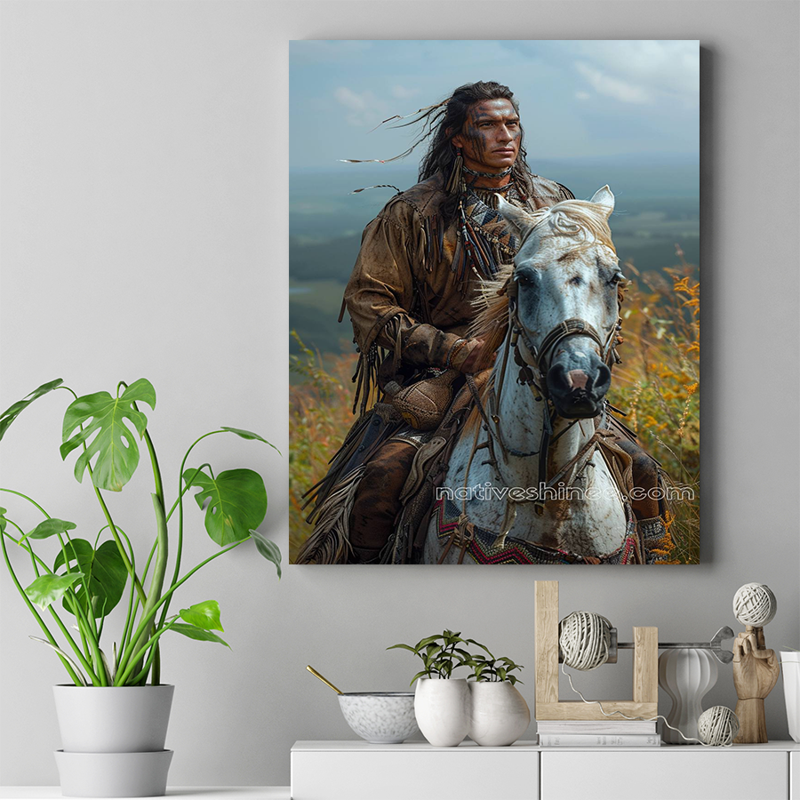 Warrior's Journey: Riding Through History's Trails Native American Horse Canvas