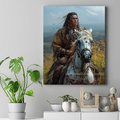 Warrior's Journey: Riding Through History's Trails Native American Horse Canvas