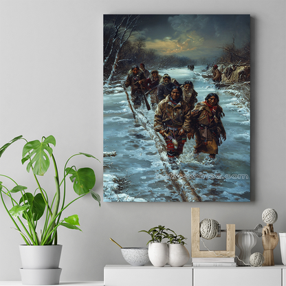 Frozen Path of Resilience Native American Canvas