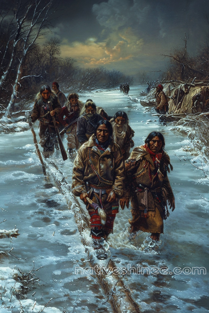 Frozen Path of Resilience Native American Canvas