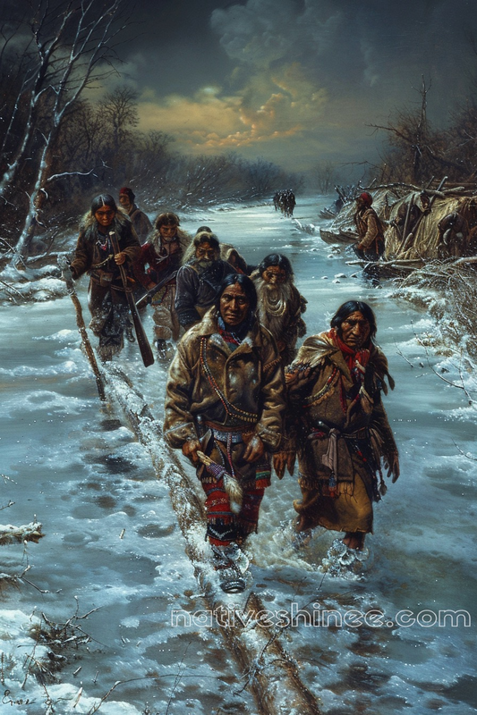 Frozen Path of Resilience Native American Canvas