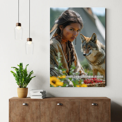 Daughter of the Earth and Wolf Canvas