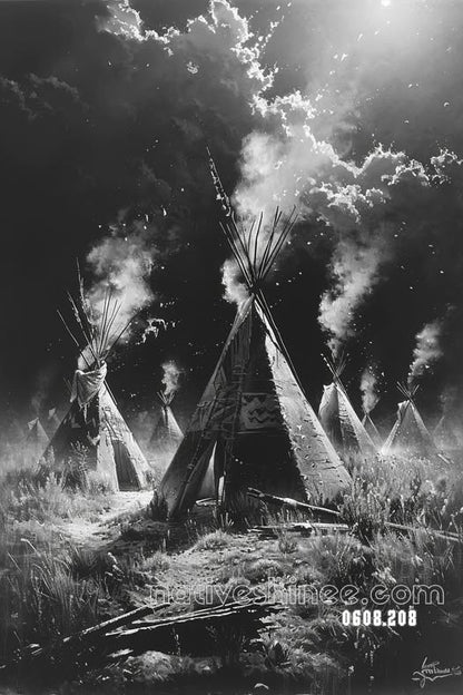 Moonlit Camp of the Plains Canvas