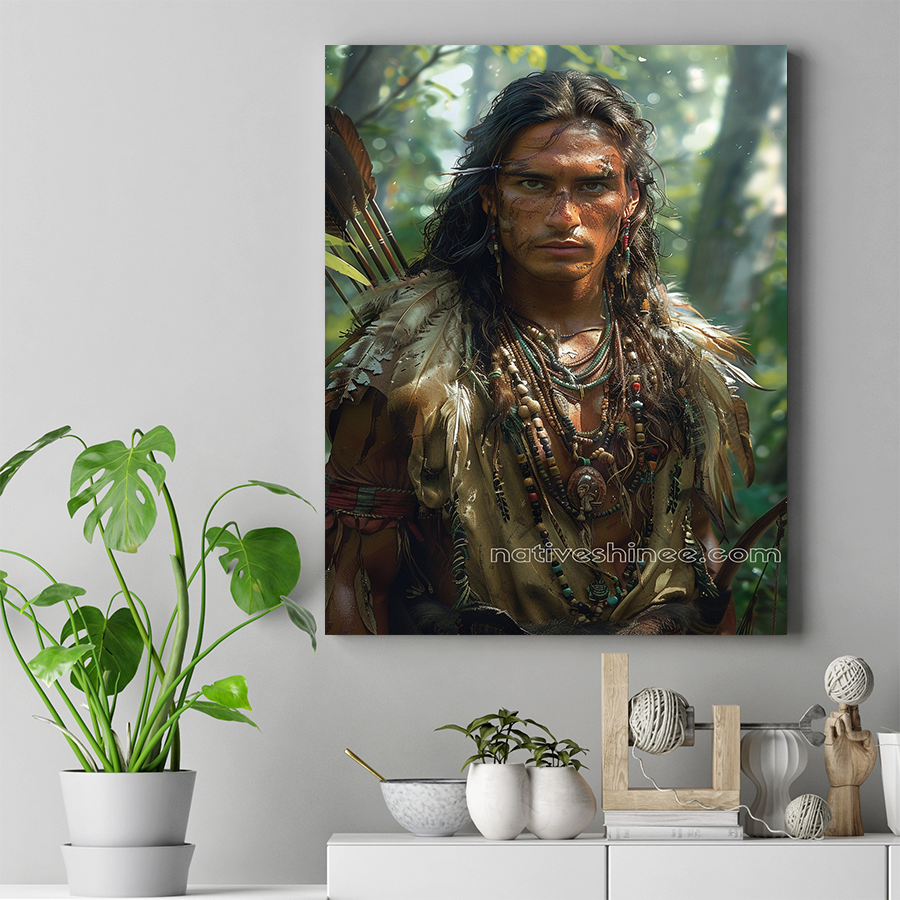 Nature's Protector: The Fearless Warrior Native American Canvas