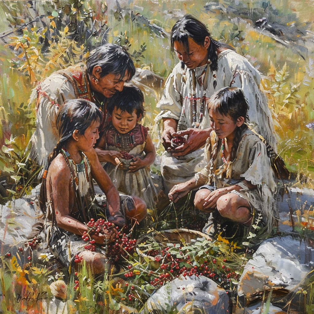 Berry Harvest Native American Canvas