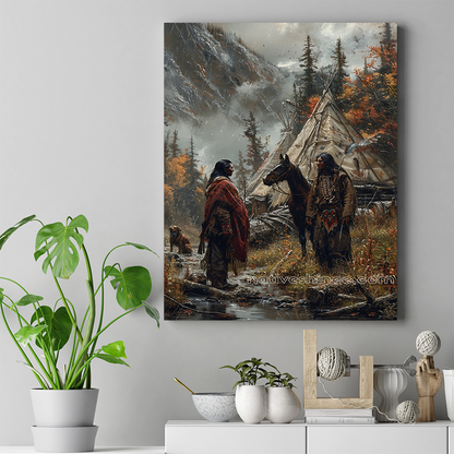 Native Spirits in the Mist Native American Canvas