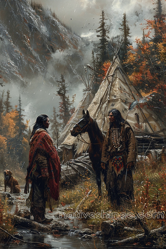 Native Spirits in the Mist Native American Canvas