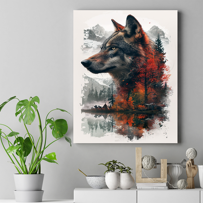 Harmony with Nature Wolf Native American Canvas