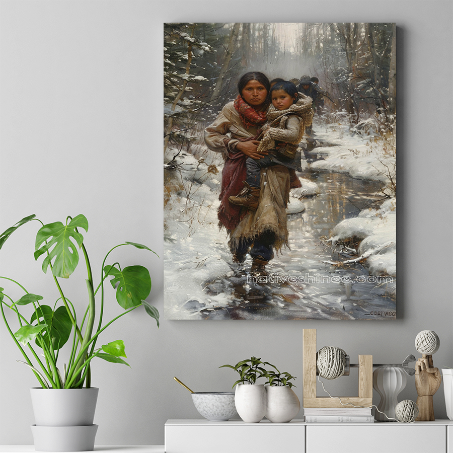 Winter Path of Determination Native American Canvas