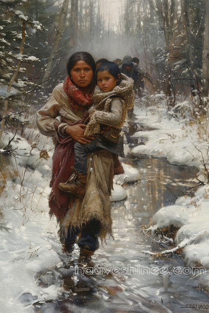 Winter Path of Determination Native American Canvas