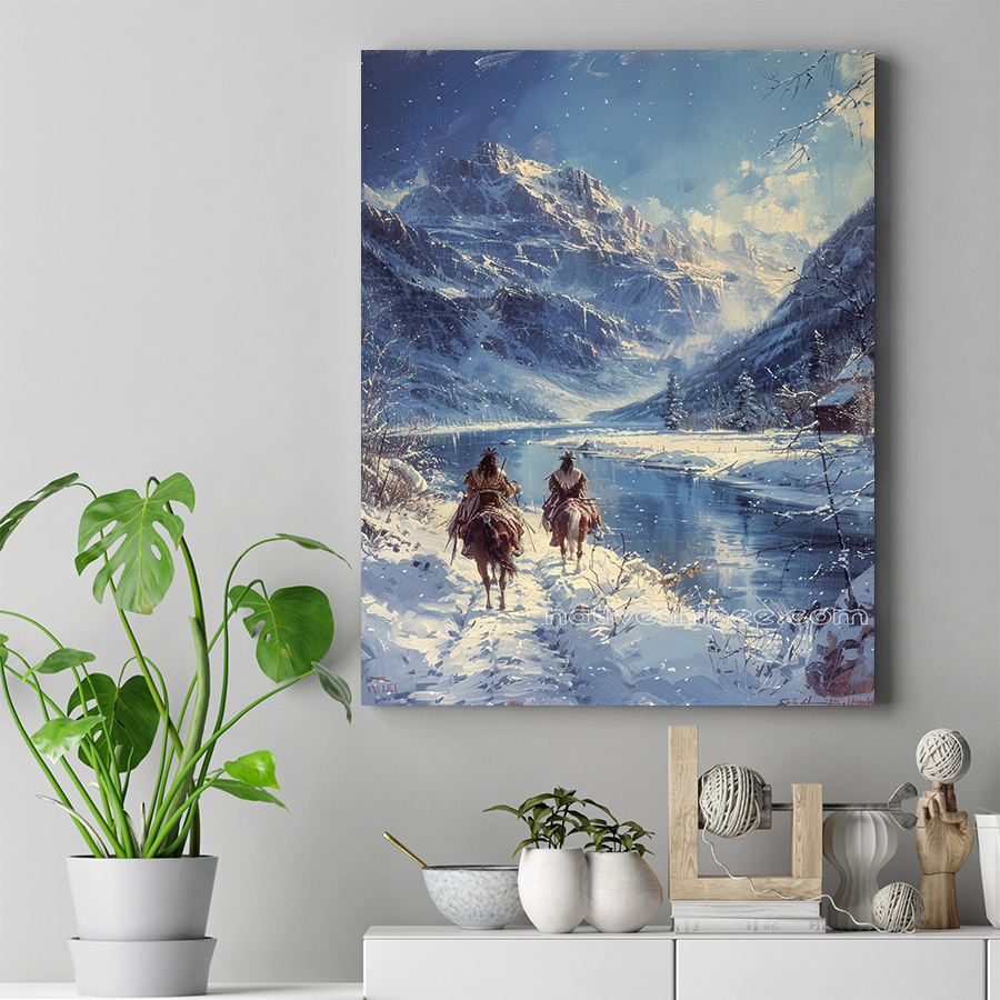 Warriors of the Icy River Native American Canvas