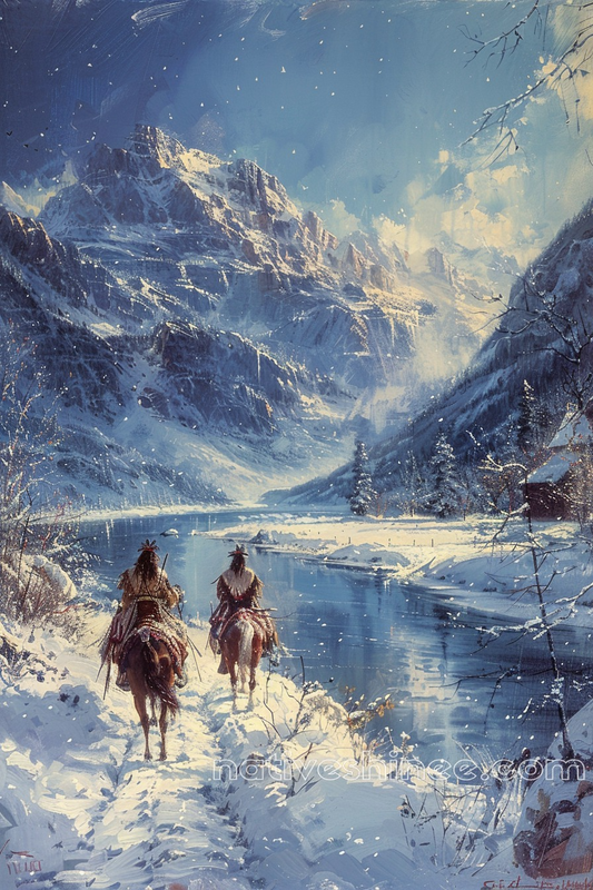 Warriors of the Icy River Native American Canvas