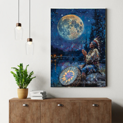 Moonlit Drummer Canvas