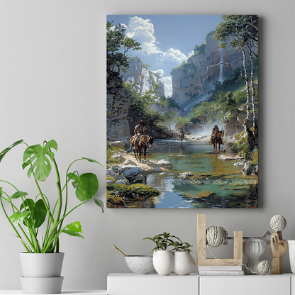 Tranquil Passage Through Ancient Cliff Valleys Canvas