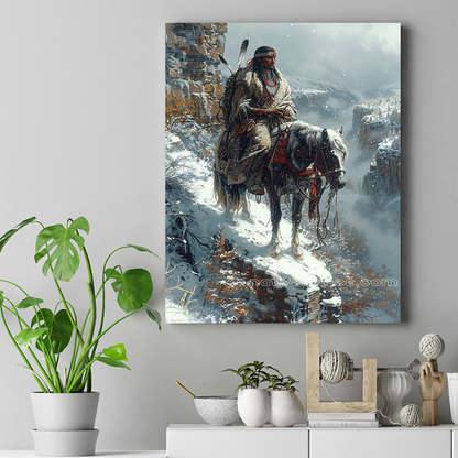 Guardian of the Frozen Canyon Path Native American Horse Canvas